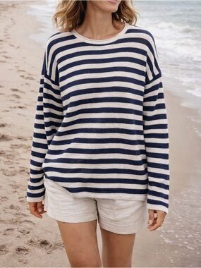 Polo Ralph Lauren Linen Cotton Striped Beach Crewneck Sweater Small/Medium